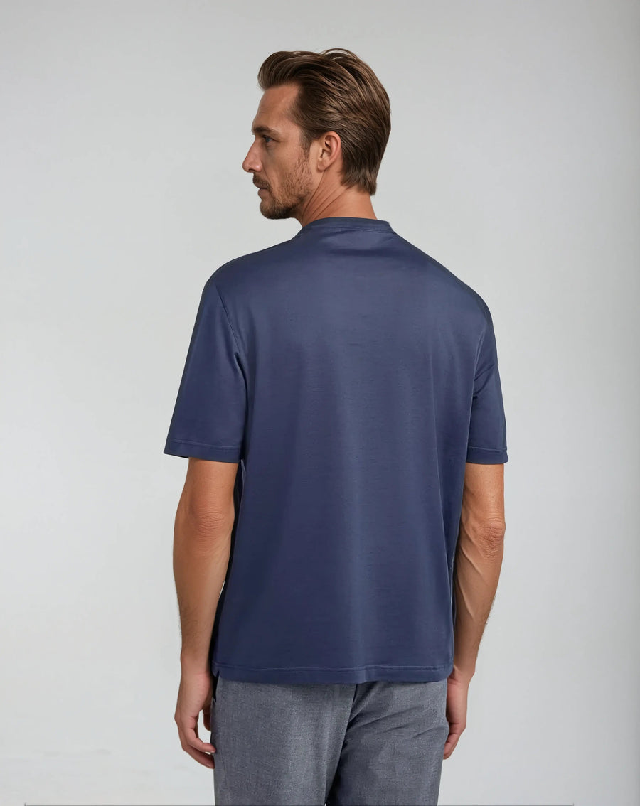 Supima T-shirt slim fit katoen heren - Intens Blauw