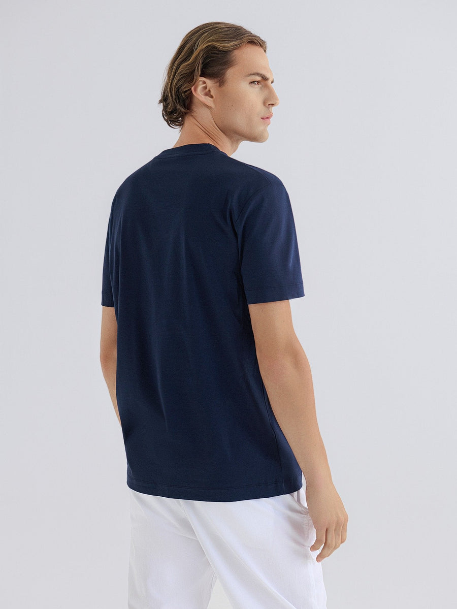 Supima T-shirt slim fit katoen heren - Marineblauw