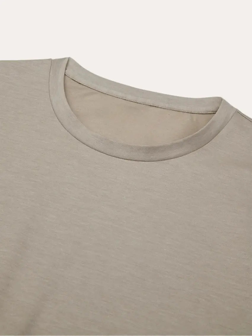 Supima T-shirt slim fit katoen heren - Taupe