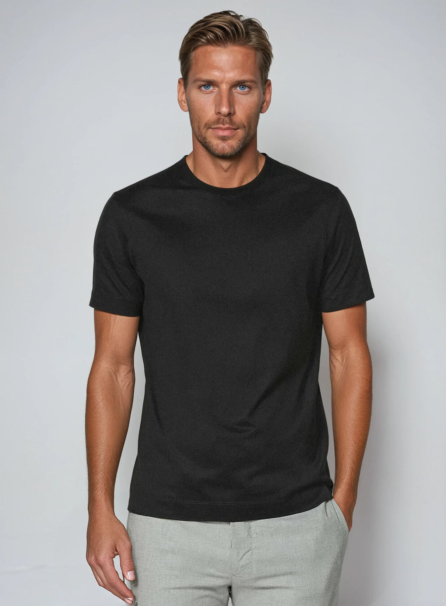 Supima T-shirt slim fit katoen heren - Zwart
