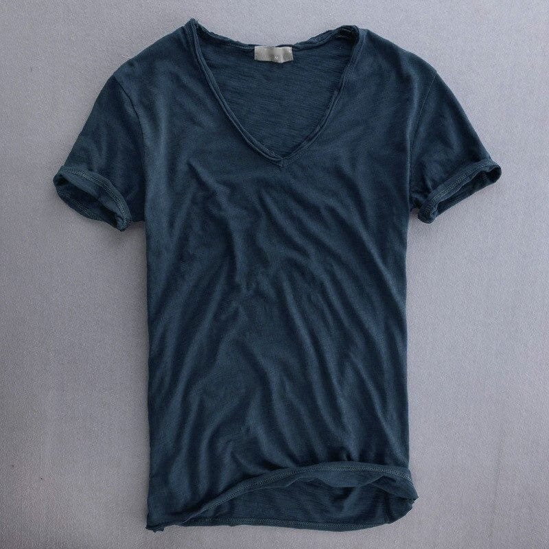 Slim fit T-shirt met V-hals Heren