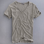 Slim fit T-shirt met V-hals Heren