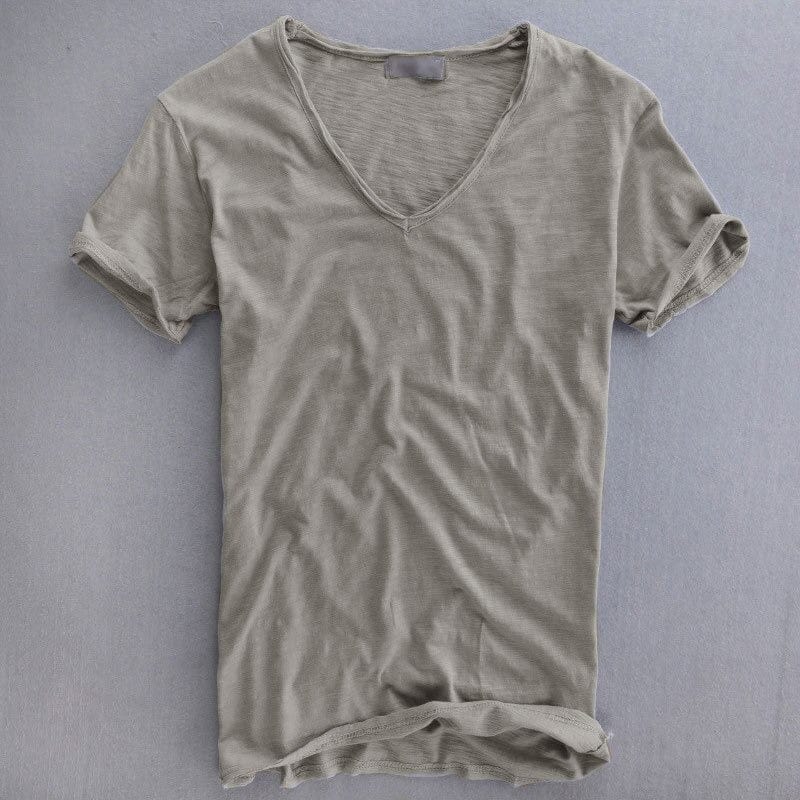 Slim fit T-shirt met V-hals Heren