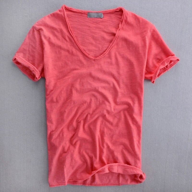 Slim fit T-shirt met V-hals Heren