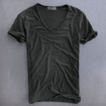 Slim fit T-shirt met V-hals Heren