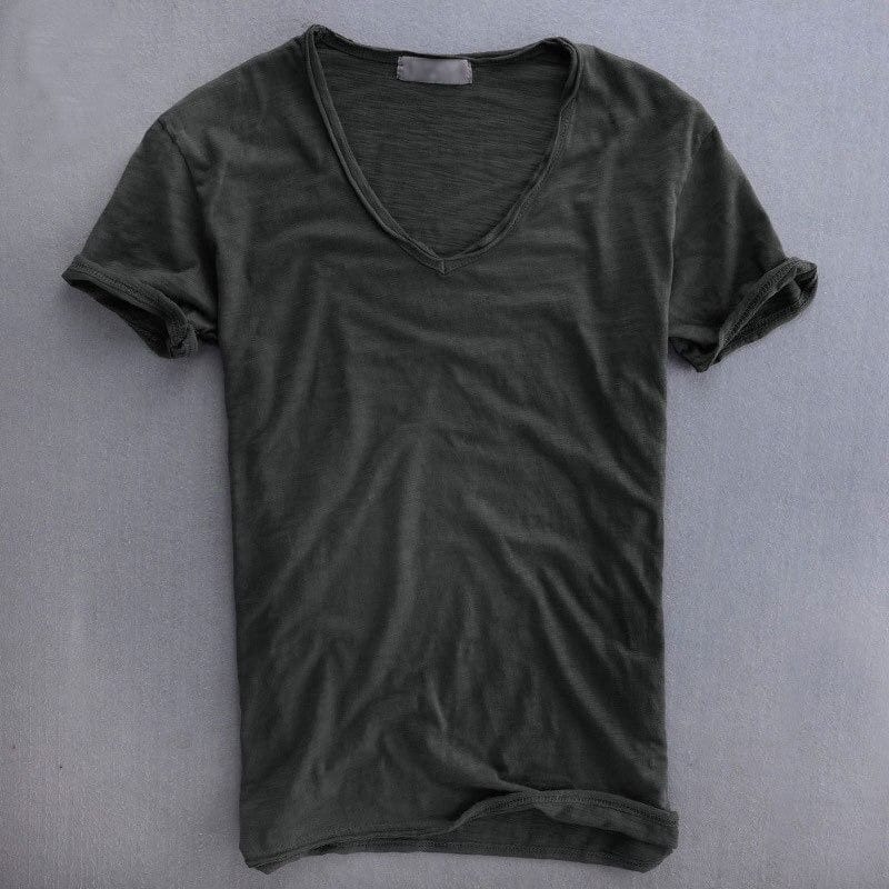 Slim fit T-shirt met V-hals Heren