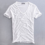 Slim fit T-shirt met V-hals Heren