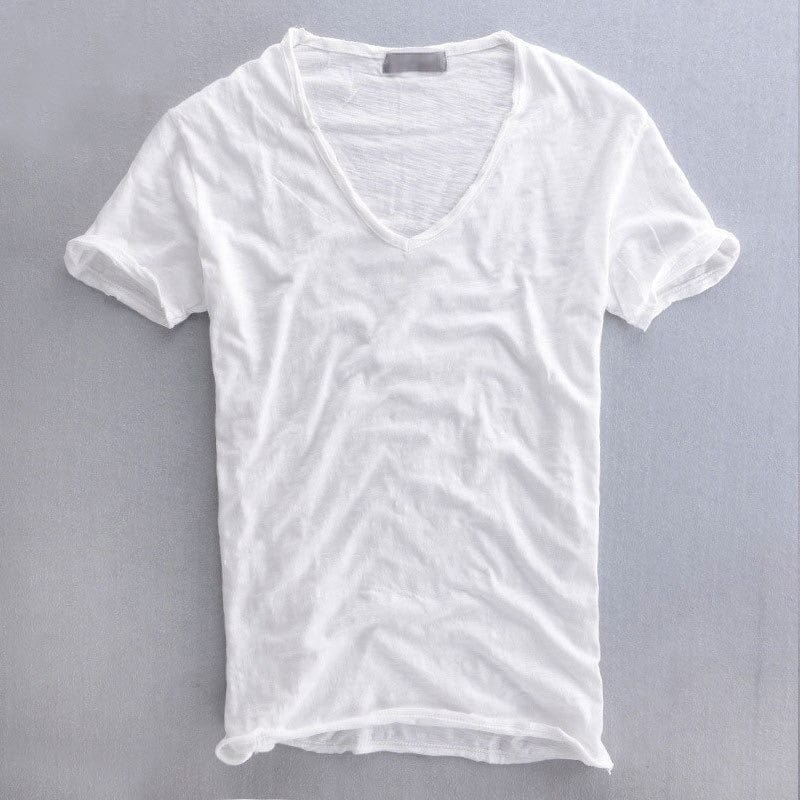 Slim fit T-shirt met V-hals Heren