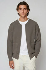 Gebreid vest heren met zakken - Taupe