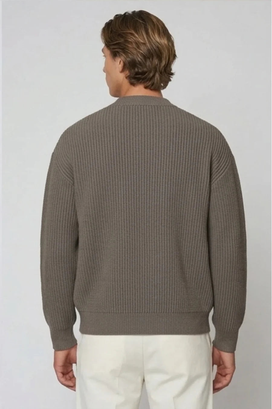 Gebreid vest heren met zakken - Taupe