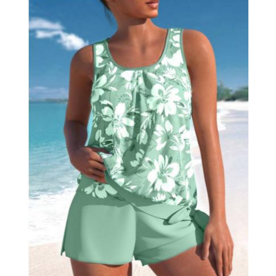 Tweedelige tankini set met bloemenprint Dames