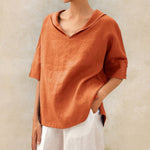 Blouse met V-hals Dames