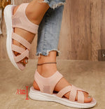 Plateau sandalen met gebreid bovenwerk Dames