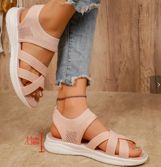 Plateau sandalen met gebreid bovenwerk Dames