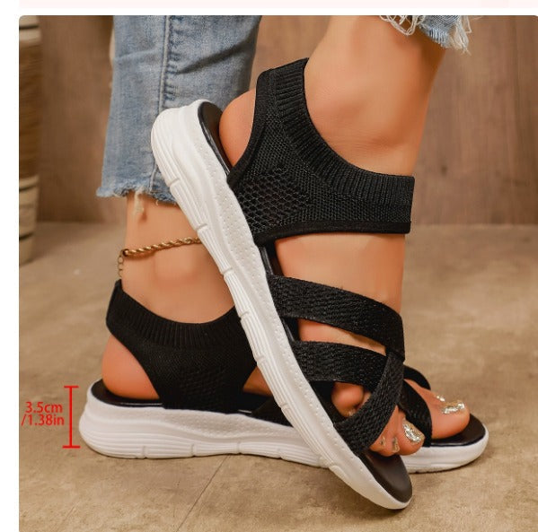 Plateau sandalen met gebreid bovenwerk Dames