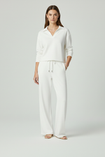 Co-ord Lounge Set Dames met V-Hals en Wijde Broek