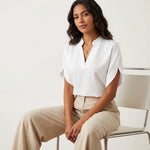 V-hals blouse met korte mouwen Dames