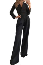 Jumpsuit Dames met Blazerkraag en Wijde Broek