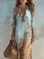 Maxi blousejurk met print Dames