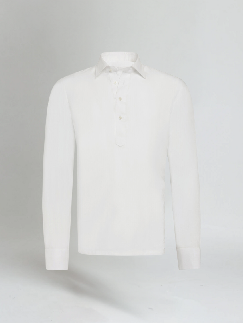Linnen popover overhemd heren  – Wit