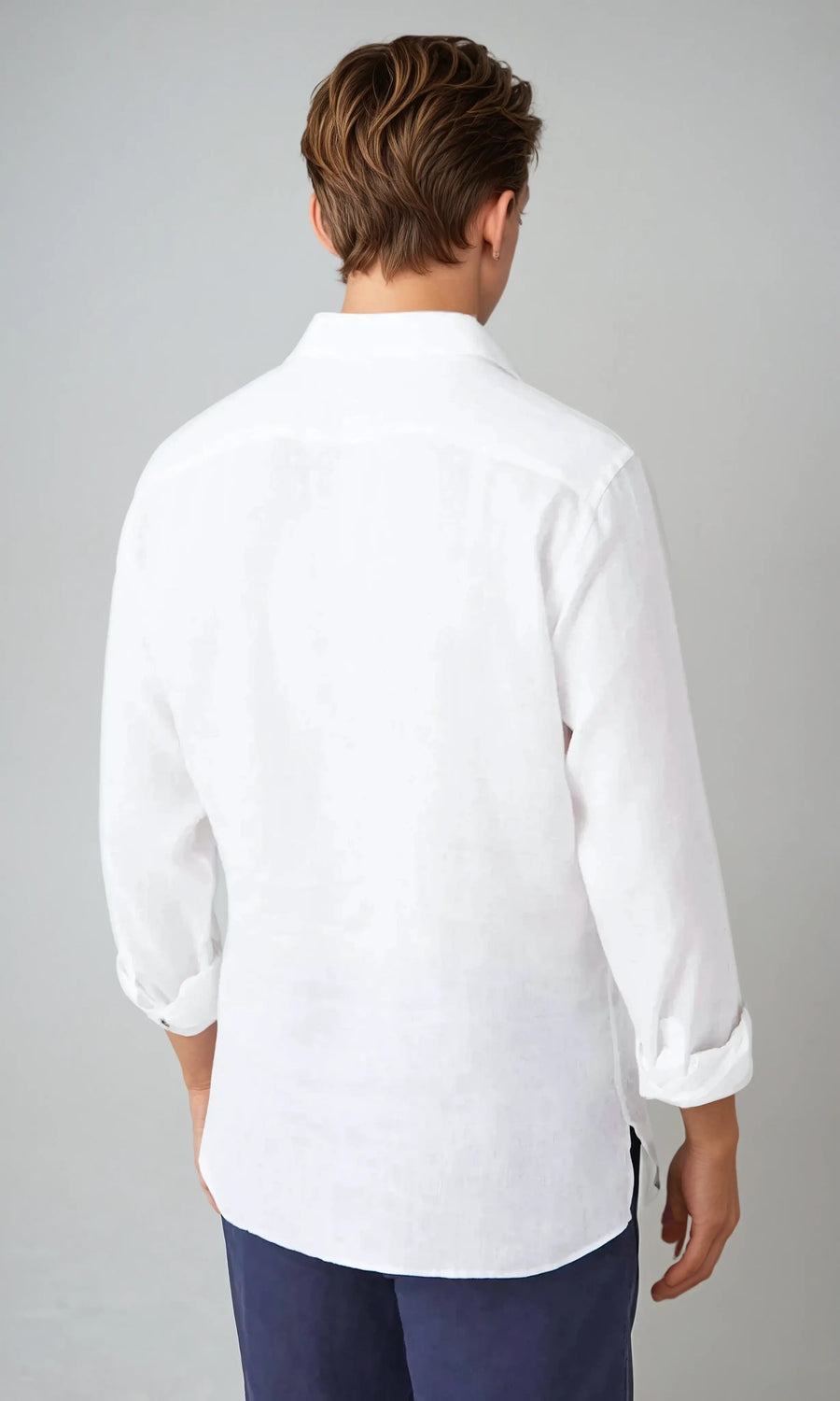 Linnen popover overhemd heren  – Wit