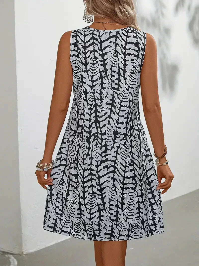 Mouwloze midi jurk met Print Dames