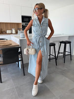 Maxi denim jurk met knopen Dames