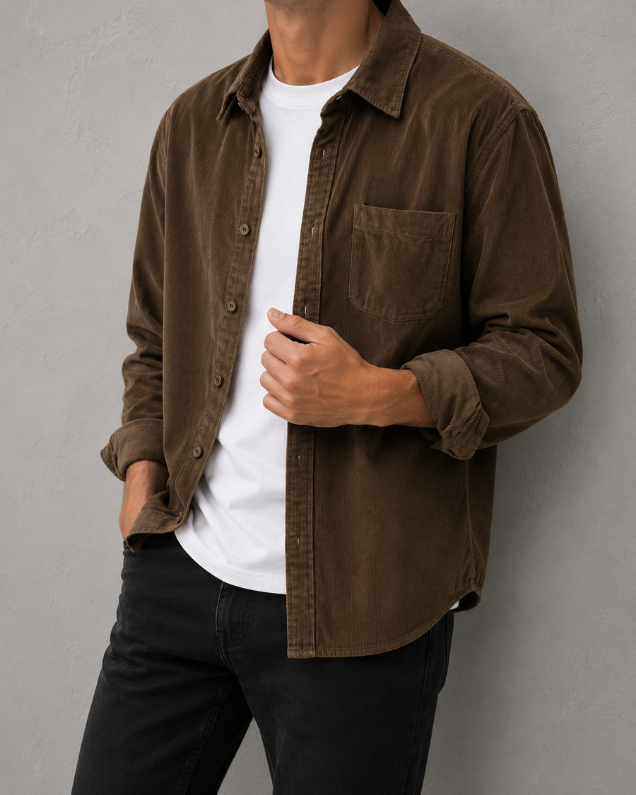 Corduroy Overshirt Heren met Borstzak