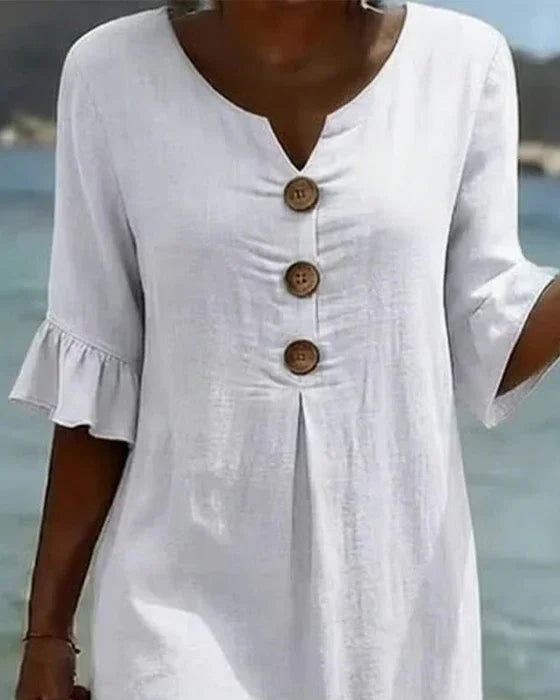 Midi zomerjurk met knoopsluiting Dames