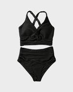 Geribde Bikini Set met Hoge Taille Dames