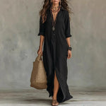 Maxi overhemdjurk met knoopsluiting dames