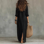 Maxi overhemdjurk met knoopsluiting dames