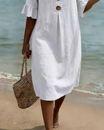 Midi zomerjurk met knoopsluiting Dames
