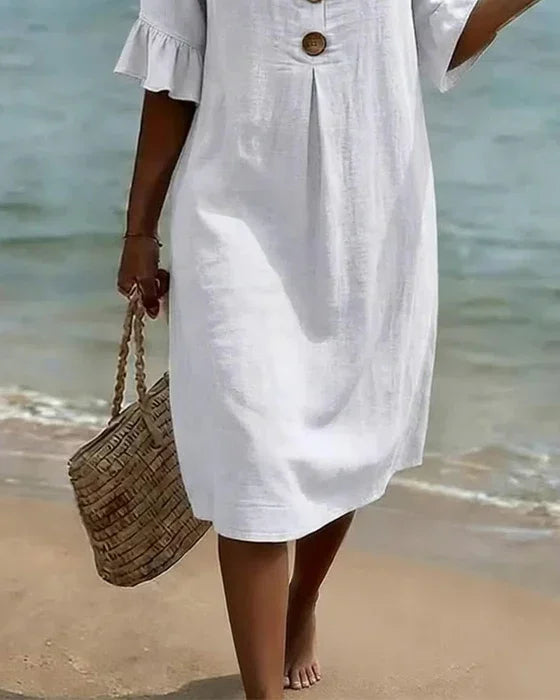 Midi zomerjurk met knoopsluiting Dames