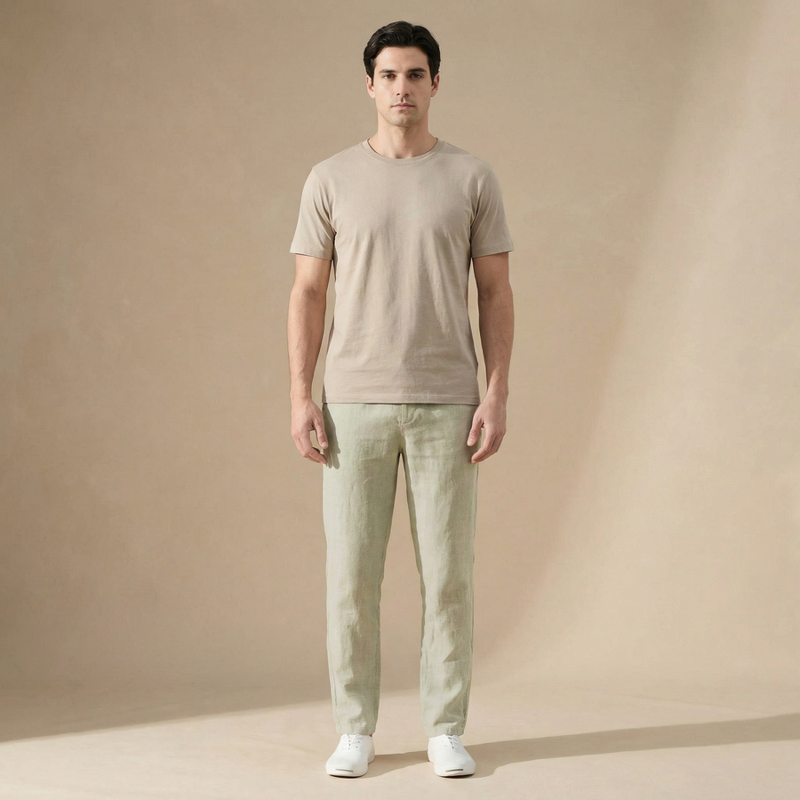 Linnen zomerbroek met elastische taille Heren