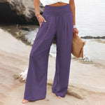 Wijde zomerbroek met elastische tailleband Dames
