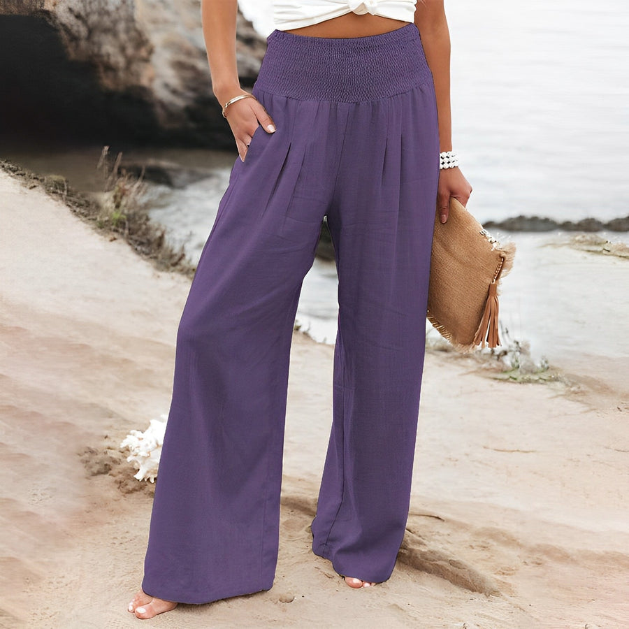 Wijde zomerbroek met elastische tailleband Dames