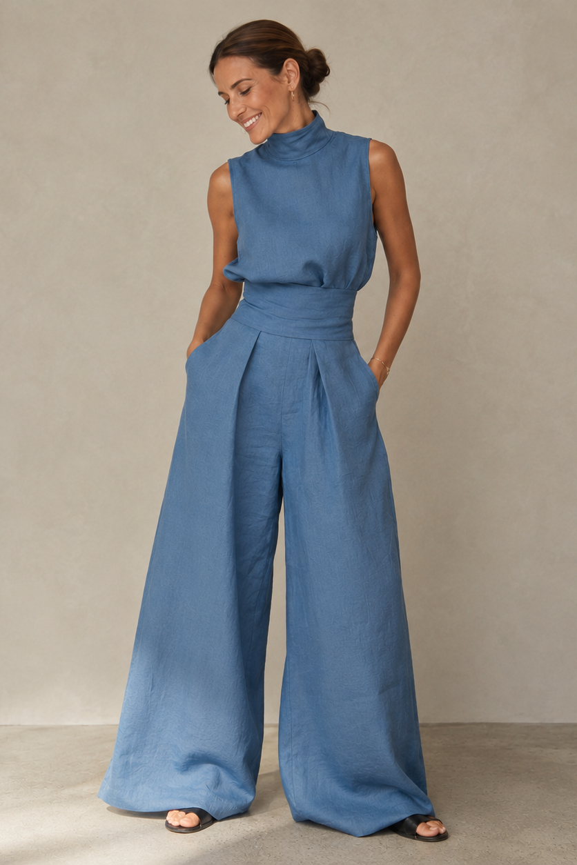 Mouwloze jumpsuit met wijde pijpen Dames