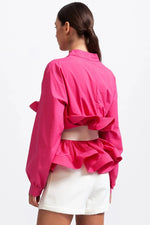 Blouse met ruches en pofmouwen Dames