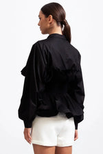 Blouse met ruches en pofmouwen Dames