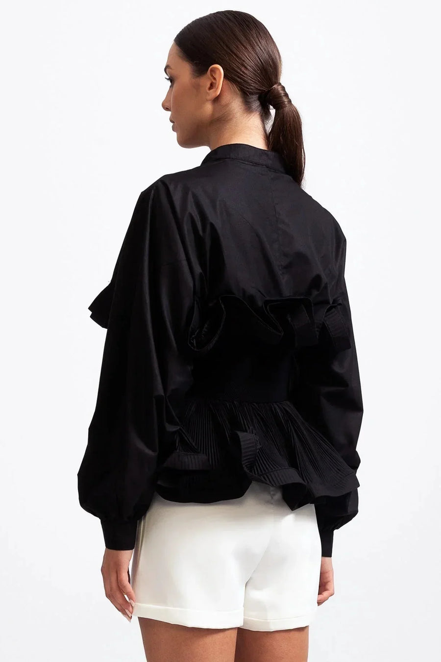 Blouse met ruches en pofmouwen Dames