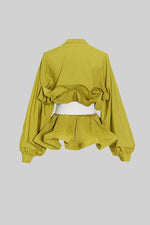 Blouse met ruches en pofmouwen Dames