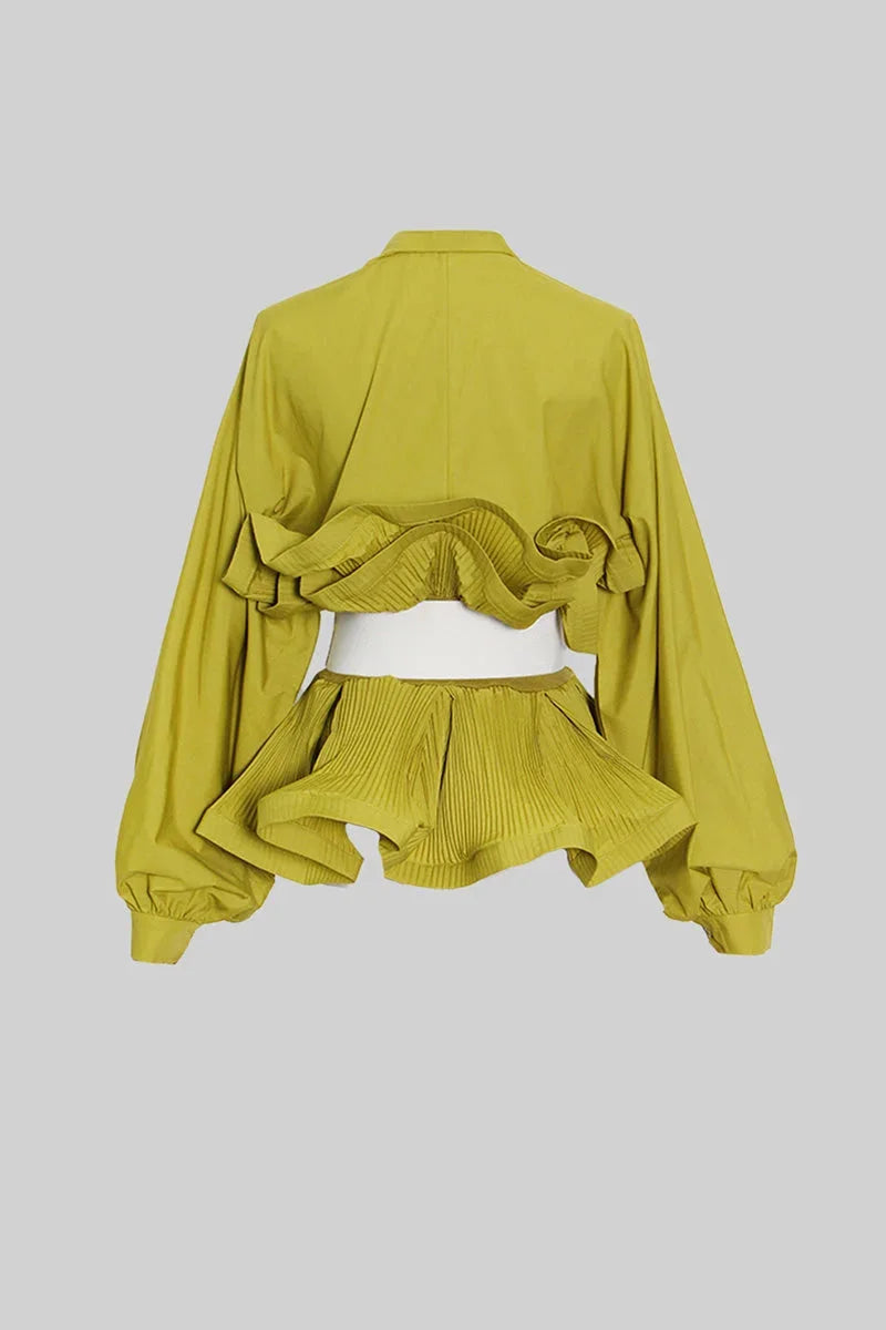 Blouse met ruches en pofmouwen Dames