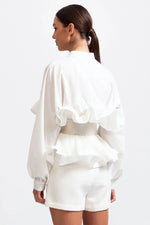 Blouse met ruches en pofmouwen Dames