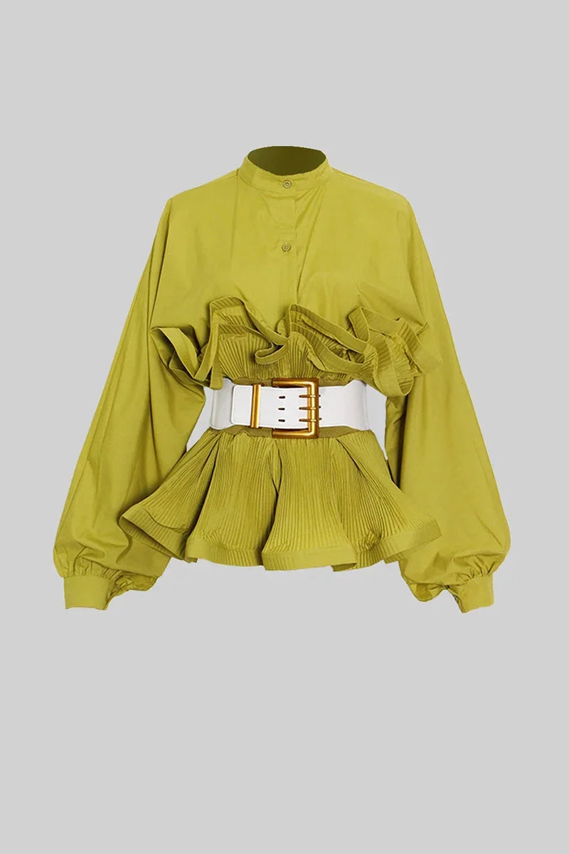 Blouse met ruches en pofmouwen Dames