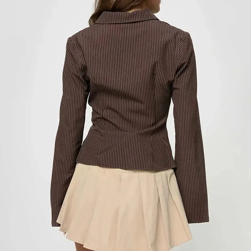 Gestreepte blouse met uitlopende mouwen Dames