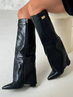 Hoge PU suede laarzen met metalen gesp dames
