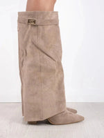 Hoge PU suede laarzen met metalen gesp dames