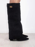 Hoge PU suede laarzen met metalen gesp dames