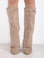 Hoge PU suede laarzen met metalen gesp dames